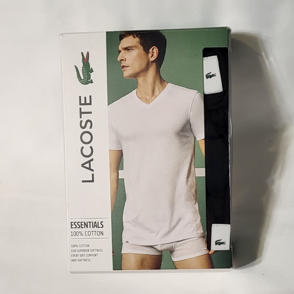 Lacoste Men's NIB Black 3ct V-Neck Slim Fit Undershirt Set Size Medium (38-40) - Picture 5 of 15